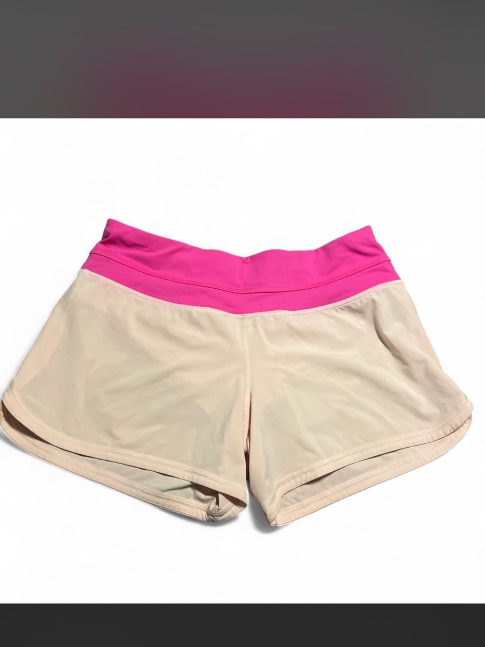 Baby Pink Women's Lululemon Active Shorts with Hot Pink Waistband